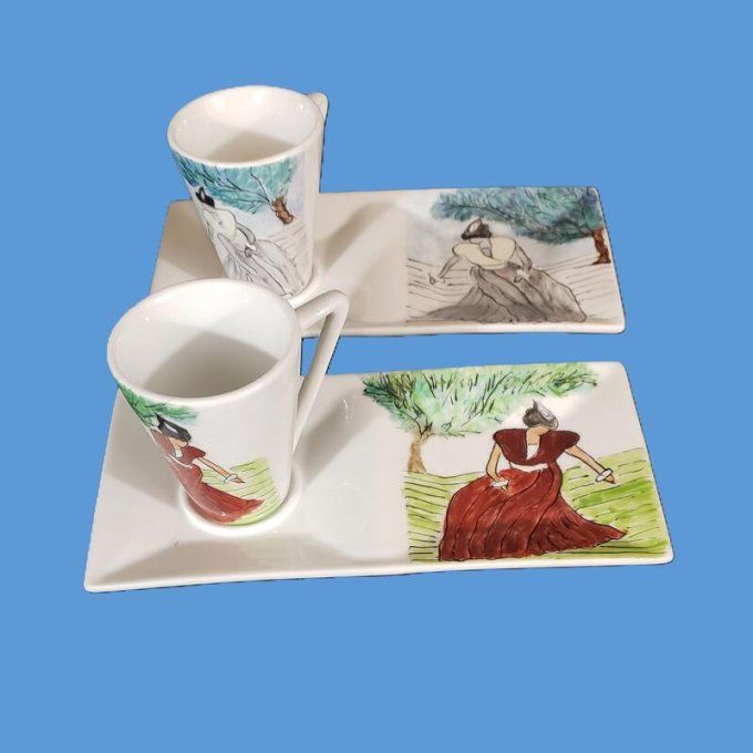 Toi & Moi  en faïence peinte à la main– Thème provençal 