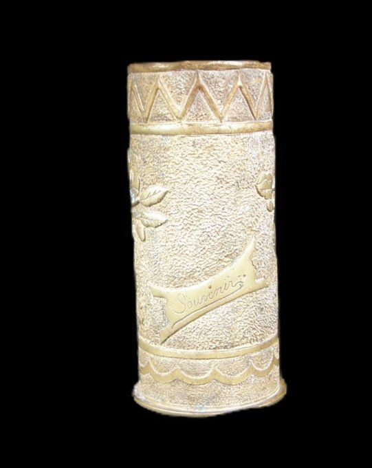 Vase dans ancienne douille d’obus calibre 77mm– Art de tranchée 1914-1918 – 