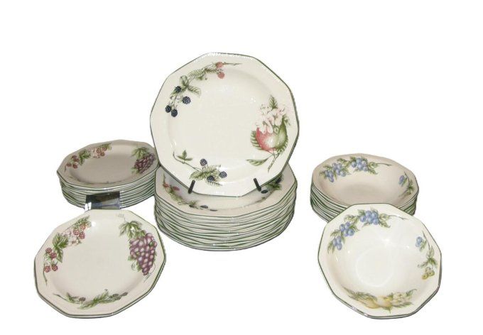 Lot de 10 assiettes à dessert CHURCHILL –  Faïence anglaise vintage