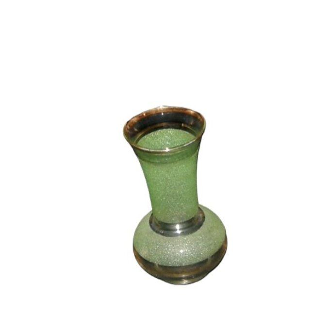 Petit vase en verre granité décor vert et doré – Année50.