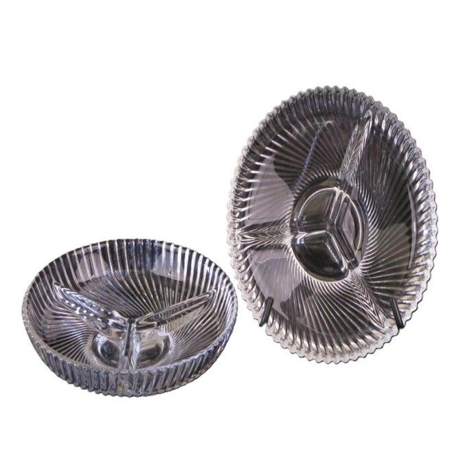 Paire de Plats Vintage 1960   en Verre Transparent – 