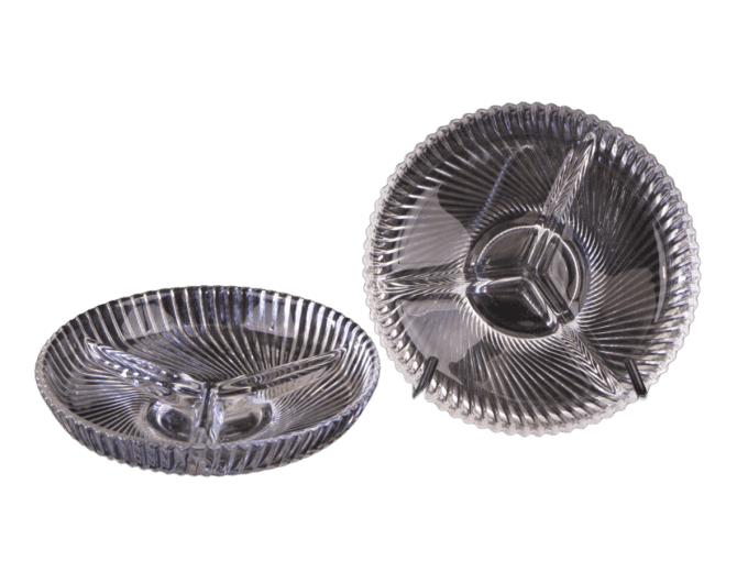 Paire de Plats Vintage 1960   en Verre Transparent – 