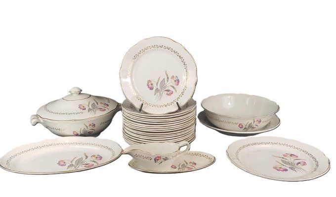 Superbe service de vaisselle ancien K.G. Lunéville – Modèle “Anémone” – Années 40/50