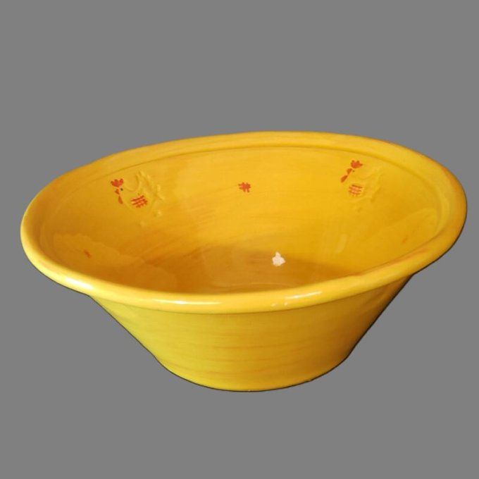 Saladier jaune “Antic Line” – décor petites poules gravées