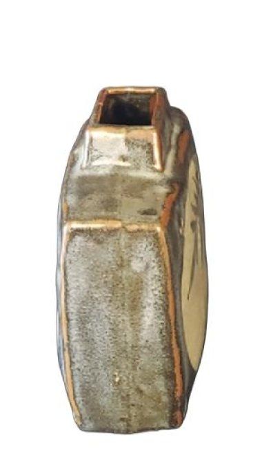 Vase rectangulaire aplati en grès chamotté 