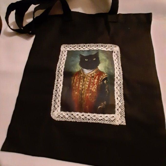 Tote-bag  toile de coton noir  pour faire ses courses avec chic! 