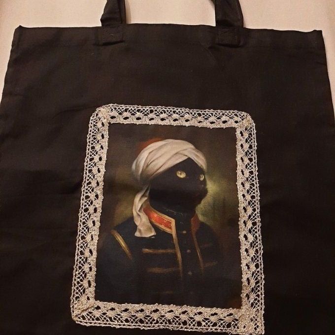 Tote-bag  toile de coton noir  pour faire ses courses avec chic!