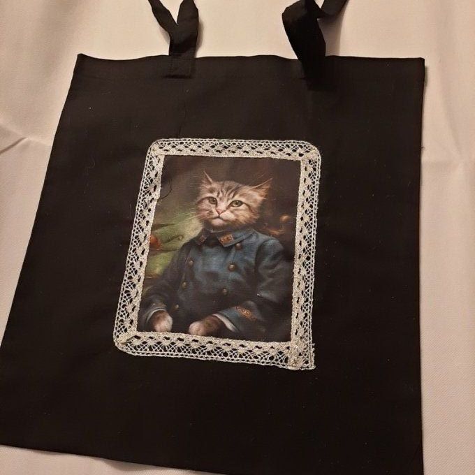 Tote-bag  toile de coton noir  pour faire ses courses avec chic!